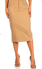 Load image into Gallery viewer, Khaki Denim Skirt Reg and Plus Size
