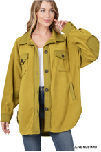 Load image into Gallery viewer, Bright Olive Fleece Shacket w/Elbow Pads
