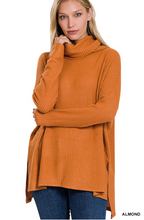 Load image into Gallery viewer, Burnt Orange Waffle Knit Turtleneck Sweater
