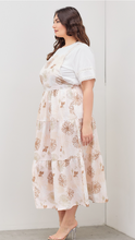 Load image into Gallery viewer, Blush and Brown Floral Overall Plus Size Maxi Jumper Dress
