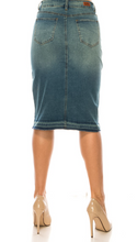 Load image into Gallery viewer, The Sarah Medium Wash Double Button Midi Denim Skirt
