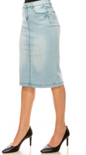 Load image into Gallery viewer, Lucy Light Wash Denim Skirt in Reg and Plus Size
