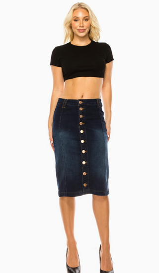 The Sophia Button Down Denim Skirt
