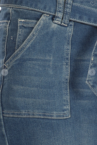 The Stacy Bow Tie Belted Denim Midi Skirt