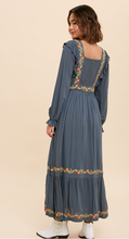 Load image into Gallery viewer, Teal Embroidered Fiesta Maxi Dress

