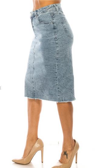 Twyla Distressed Denim Skirt