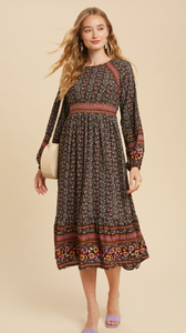 Wildflower Bouquet Floral Border Boho Midi