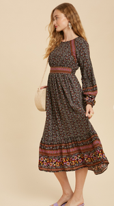 Wildflower Bouquet Floral Border Boho Midi