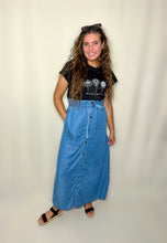 Load image into Gallery viewer, modest denim maxi skirt
