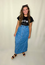 Load image into Gallery viewer, button front long jean skirt
