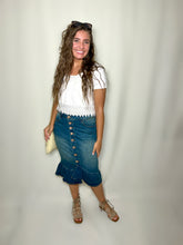 Load image into Gallery viewer, Vintage Wash Ruffle Jean Skirt
