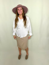 Load image into Gallery viewer, Mocha Tan Knit Pencil Skirt
