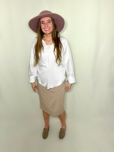 Mocha Tan Knit Pencil Skirt