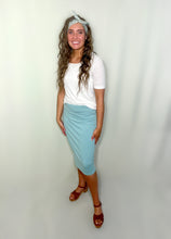 Load image into Gallery viewer, Dusty Green Knit Pencil Skirt
