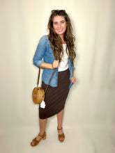 Load image into Gallery viewer, Americano Brown Knit Pencil Skirt
