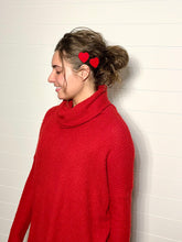 Load image into Gallery viewer, Rose red heart shaped handmade wood hair clips
