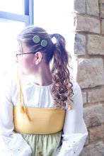 Load image into Gallery viewer, sage green circle wood hair clips

