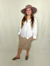 Load image into Gallery viewer, Mocha Tan Knit Pencil Skirt
