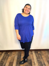 Load image into Gallery viewer, Royal Blue Plus Size Ruffle Top with Bell Sleeves
