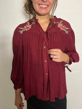 Load image into Gallery viewer, Cranberry Red Embroidered Top
