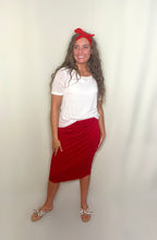 Load image into Gallery viewer, modest red pencil skirt
