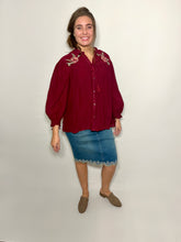 Load image into Gallery viewer, Cranberry Red Embroidered Top

